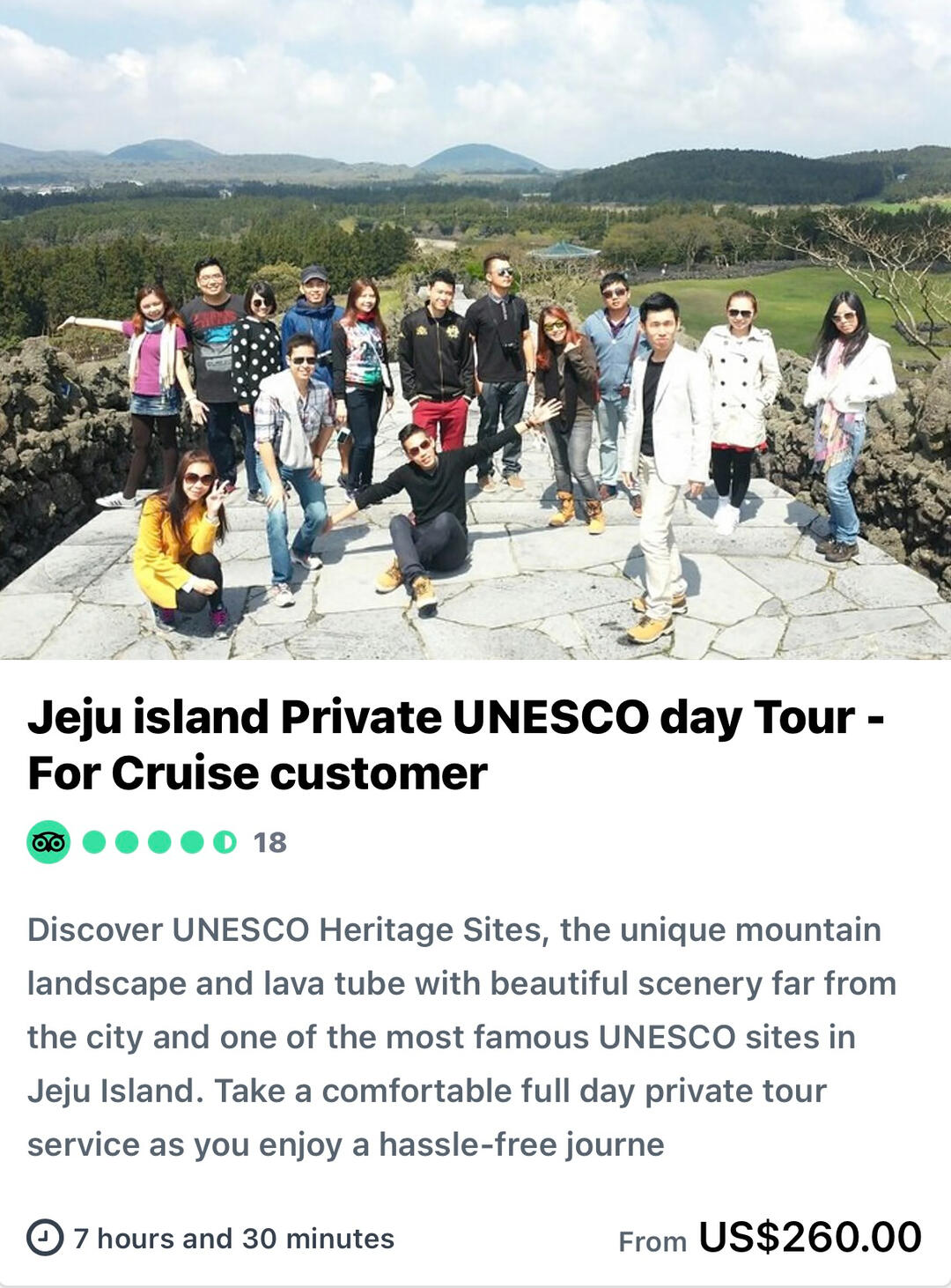 Jeju island Private UNESCO day Tour - For Cruise customer Jeju island Private UNESCO day Tour - For Cruise customer