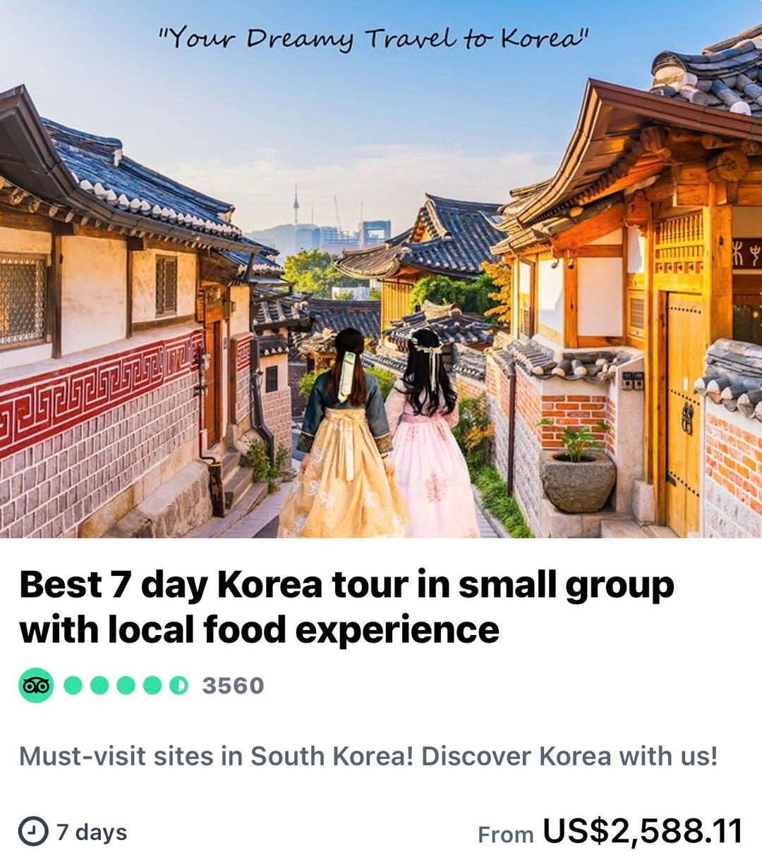 Best 7 day Korea tour in small group with local food experience